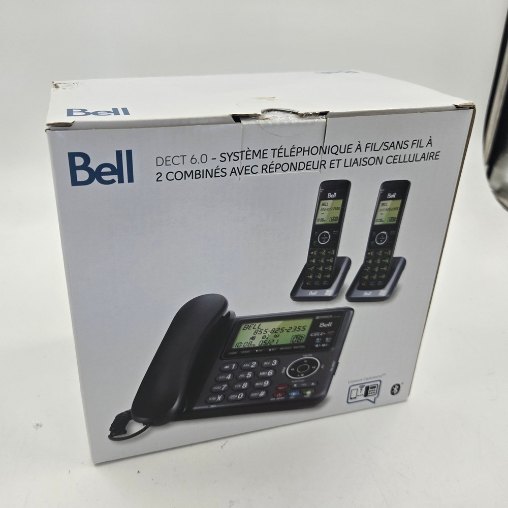 Bell DECT 6.0 Corded Cordless Phone System 2 Handsets Connect to Cell Bluetooth